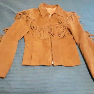 Women's Suede Fringed Jacket From The 1980's Size 9/10